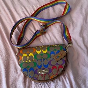 Coach bag celebrating and supporting the LGBTQIA community. Multiple colors